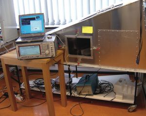 Figure 7. The GTEM cell and related test equipment (Photo: Tony Haddrell, Marino Phocas, and Nico Ricquier)