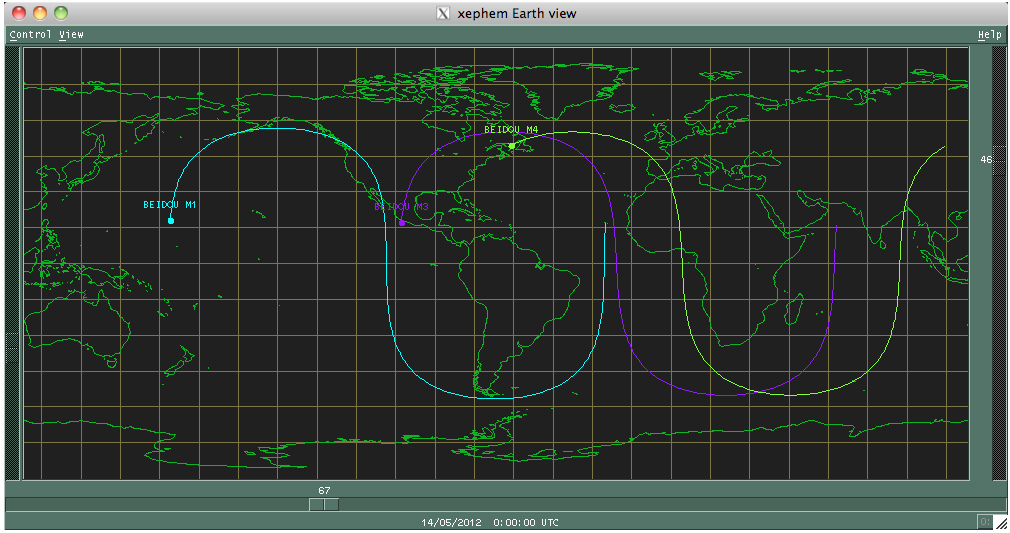 The one-orbit ground tracks of the satellites are pictured here (click to enlarge):