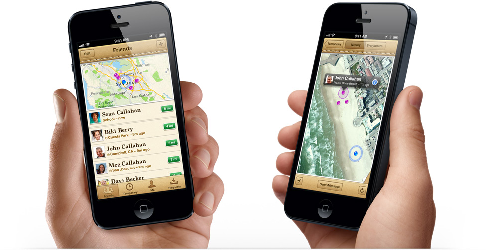 screenshot: Find My Friends Apple app.