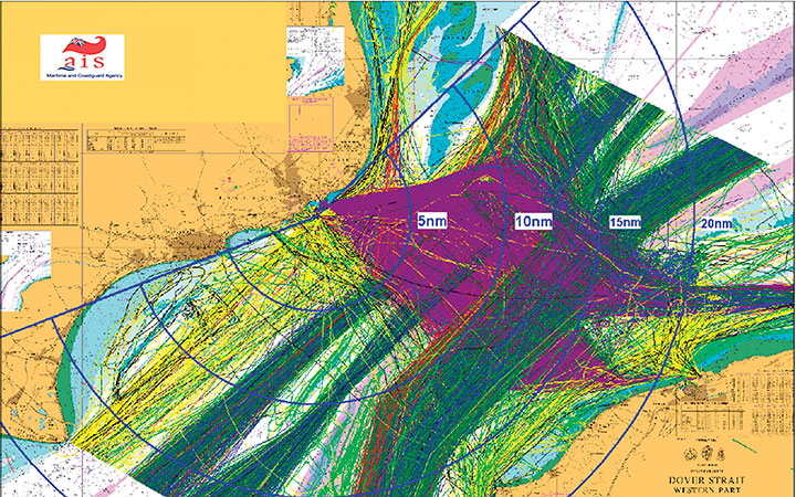 28 days worth of ship-traffic data for the Strait of Dover.