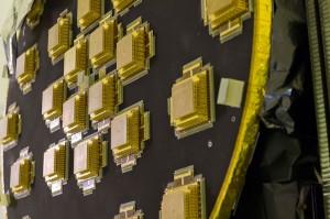 Galileo Full Operational Capability Flight Model 2, FM2, satellite's main L-band antenna used for broadcasting navigation messages, seen during preparation for a mass property test at the ESTEC Test Centre at the end of August 2013. 