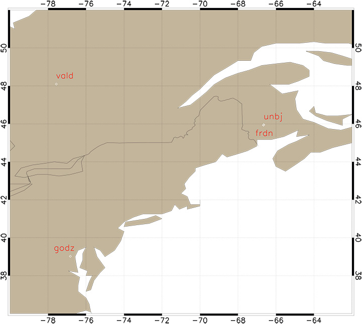 FIGURE 2. The network of the four stations used in the evaluation procedures.