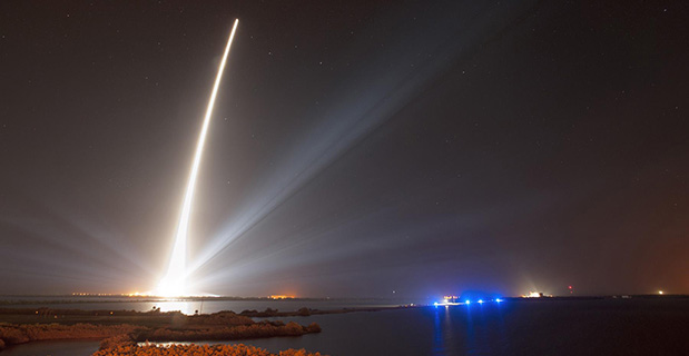 A United Launch Alliance Delta IV lifts off from Space Launch Complex-37 with the Air Force's Global Positioning System (GPS) IIF-5 satellite. This launch marked the 25th Delta IV flight since the first flight in 2002.