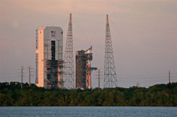 The ULA Delta 4 rocket blasts off at sunset from Cape Canaveral's Complex 37 on a mission to deploy the GPS IIF-6 satellite. Photo credit: Spaceflight Now.