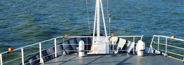 Shipboard DLORAN receiver installation (orange boxes on rails).