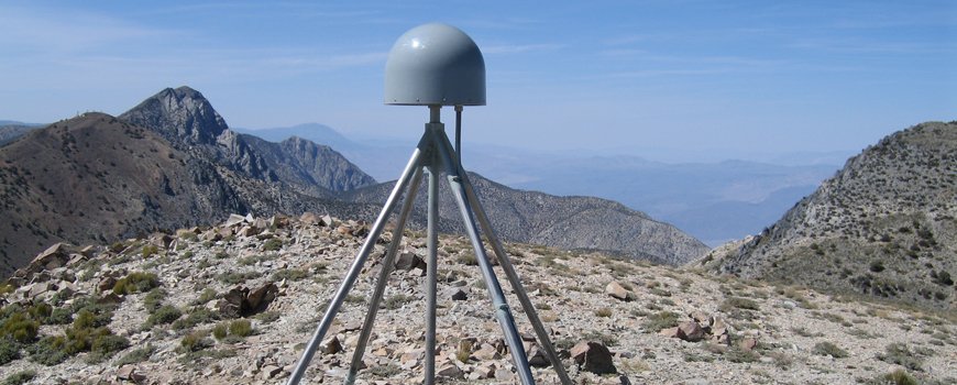 A GPS station in the Inyo Mountains, Calif. Credit: Shawn Lawrence, UNAVCO.