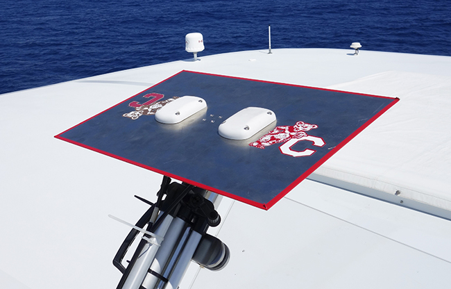 Figure 4. The two antennas of the prototype spoofing detection system mounted on a common ground plane.