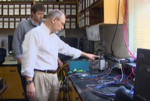 Richard Langley describes the ionosphere study to CBC News reporter Shawn Fowler.