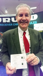 Furuno's Don Hanham with GNSS modules at NAB.