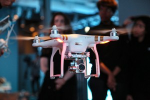 The Phantom 3 in flight at a press event.