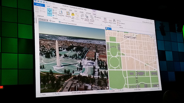 ArcGIS highlighted at the morning plenary. (Credit: Eric Gakstatter)