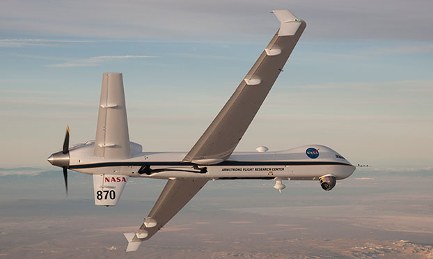 NASA's Ikhana is being used to test a system that will allow uncrewed aircraft to fly routine operations within the National Airspace System. (Credit: NASA)