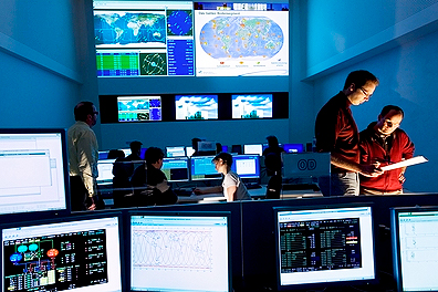 The Galileo Control Centre in Oberpfaffenhofen, Germany, monitors and controls the constellation with a high degree of automation. (Photo: ESA)