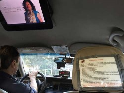 CTIA promo in a taxicab. (Photo: Bethany Chambers)