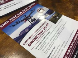 Drone pilot fliers were passed around the show floor. (Photo: Bethany Chambers)