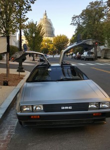 Delorean connected vehicle at "Back to the Future Day" sponsored by ITS America.