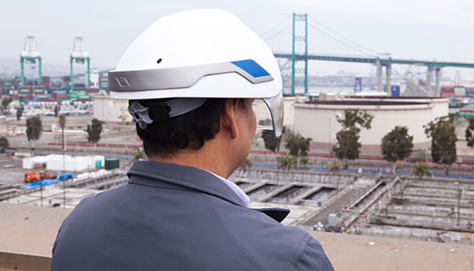 The DAQRI Smart Helmet was designed for the industrial workplace. It includes an advanced sensor package, an intuitive user interface that requires zero calibration, and a battery that lasts a full shift.