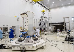 Integration of the satellites onto the Fregat upper stage. (Photo: CES)