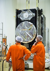 Integration of the satellites onto the Fregat upper stage. (Photo: CES)