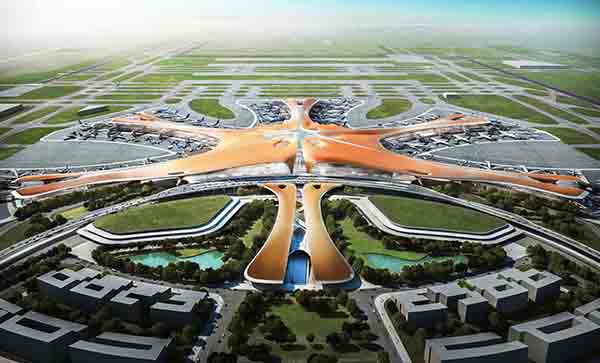 Artist's concept of the new Beijing Airport terminal. (Image: Zaha Hadid Architects)