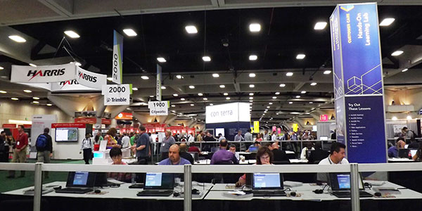 Visitors to the Hands-On Learning Lab explore ArcGIS in 45-minute tranining sessions.