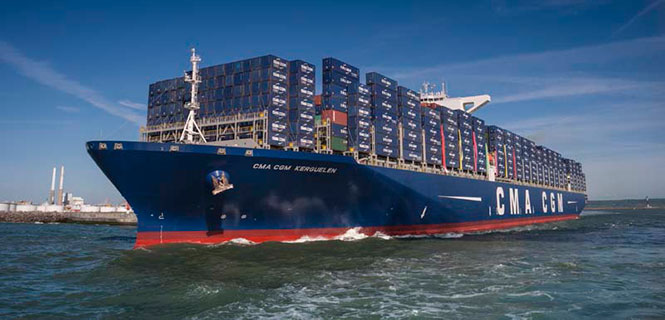 The 18,000-container-capacity CMA CGM Kuergelen. (Photo: CMA CGM)