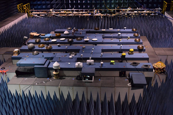 GPS/GNSS receivers in White Sands Missile Range anechoic chamber. (Photo: DOT ABC Assessment)