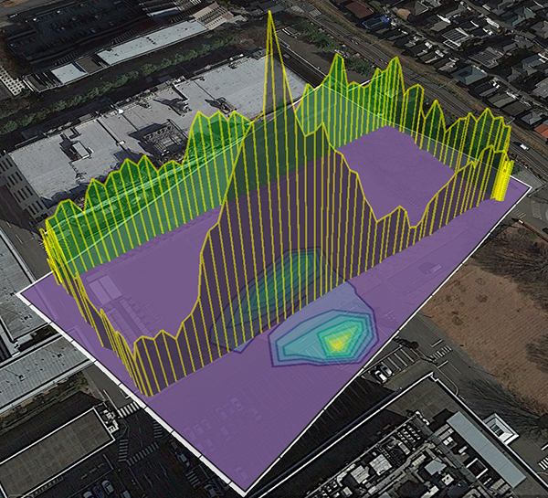 FIGURE 15. Observed power of the interference source (yellow) for the Tokyo dataset (Map data: Google, Zenrin/Image: authors).