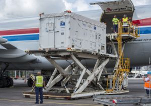 Arrival at the Felix Eboué airport on April 5, 2018. (Photo: ESA)