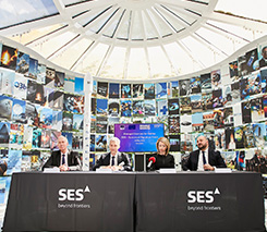 From left: Ruy Pinto, chief information officer, deputy chief technology officer of SES; André Bauerhin, COO, Spaceopal; Nicole Robinson, SVP Global Government at SES Networks; Etienne Schneider, Luxembourg Deputy Prime Minister, Minister of the Economy. (Photo: SES)