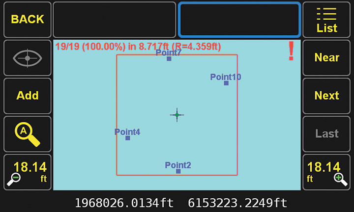 Four groups of surveyed points. (Image: Javad GNSS)