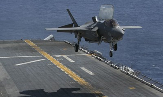 An F-35B Lightning II prepares to land on the flight deck of the USS Wasp while underway in the Philippine Sea, March 23, 2018. (Photo: U.S. Marine Corps/Lance Cpl. Amy Phan)