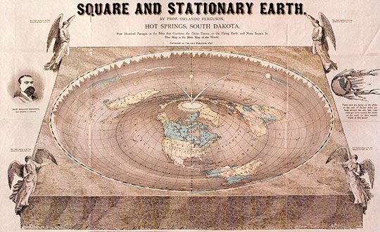 The 1893 Orlando Ferguson map imagines Antarctica as a wall of ice around the world. (Image: Library of Congress/2011594831)