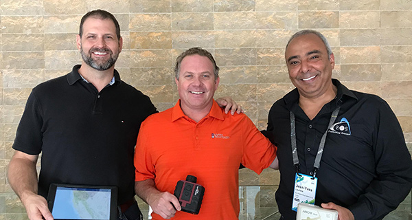 From left: Esri Program Manager Doug Morgenthaler, Laser Technology Sr. Product Manger Derrick Reish and Eos CTO Jean-Yves Lauture.(Photo: Eos Positioning)