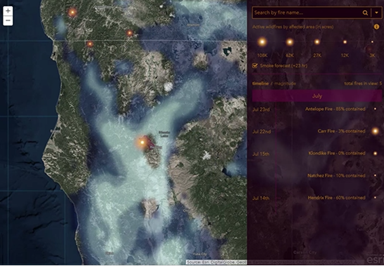 The NWS animated smoke risk forecast is now integrated into Esri's Story Map app. (Screenshot: Esri)