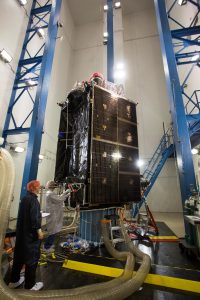 On July 13, 2017, the U.S. Air Force’s second GPS III space vehicle (GPS III SV 02) successfully completed acoustic testing. (Photo: Lockheed Martin)