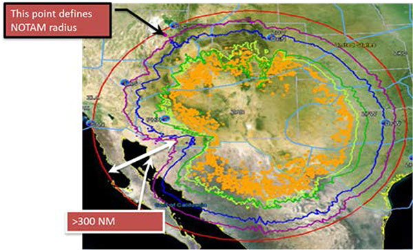 Interference Contours from the YPG 17-02 GPS interference event in January 2017. (Source: Federal Aviation Administration)