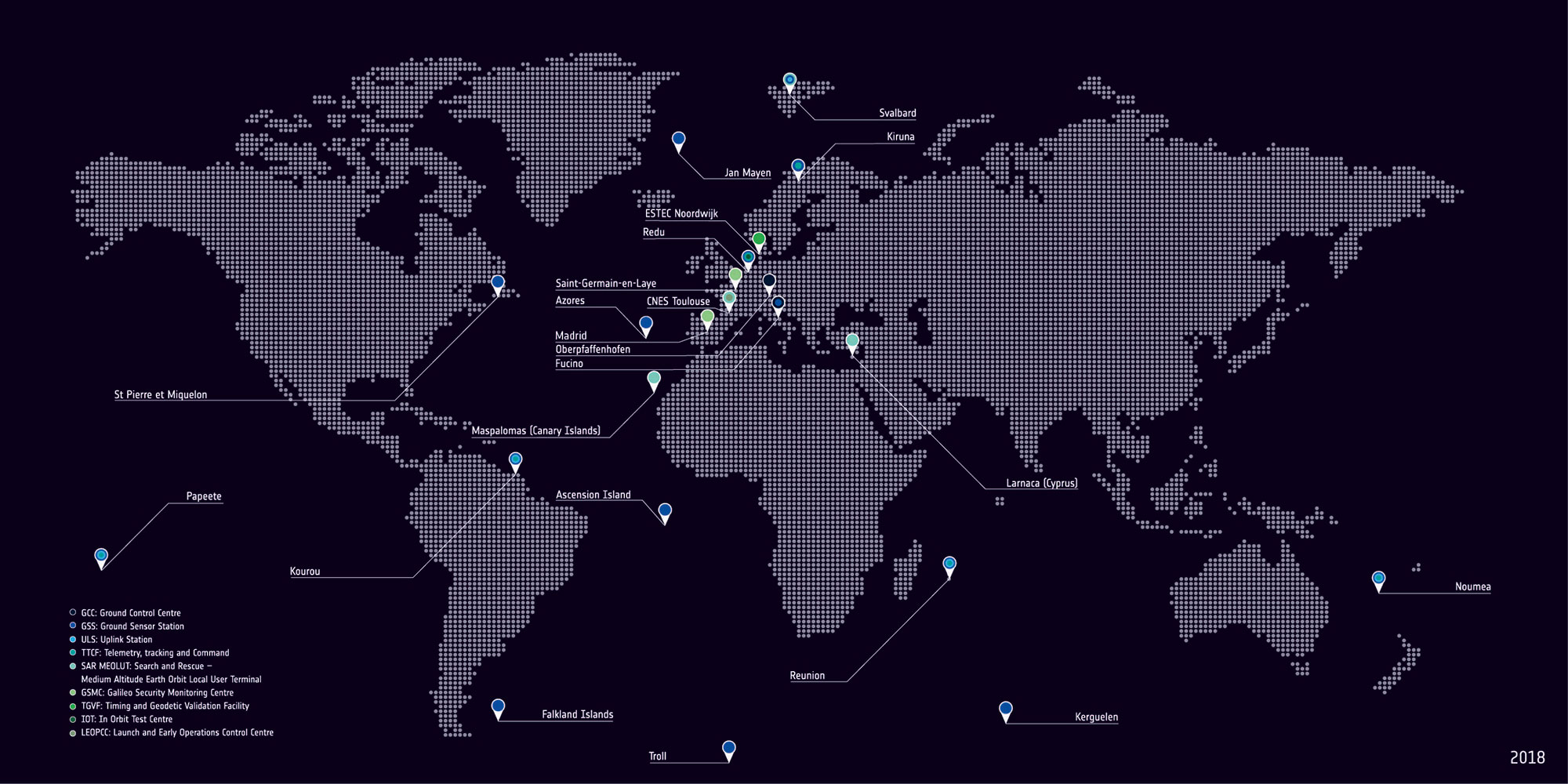 Galileo's global ground segment. (Map: ESA)