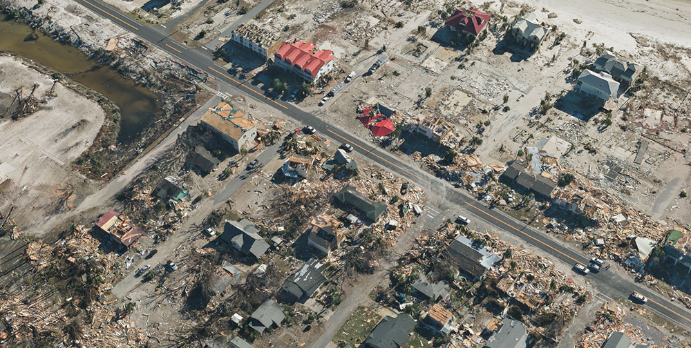 Aerial imagery of the devastation from Hurricane Michael in Mexico Beach, Florida. (Image: SimActive)