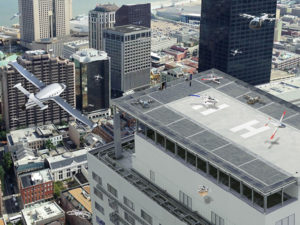 Future city airspace filled with drones and passenger aircraft. (Image: NASA)