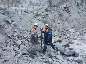 Surveyors work the Berezitovy mine in the North Amur region of Russia. (Photo: Javad GNSS)