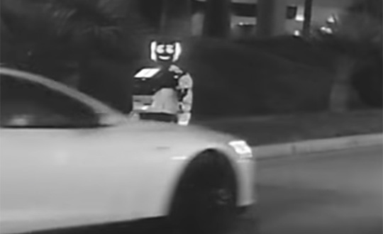 The robot victim's relatives have been notified. (Screenshot from video by Kevin Jenkinson)