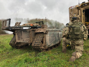 The modular base can be adapted for various missions, including casualty retrieval. (Photo: Milrem Robotics)