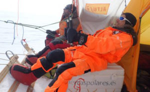 The Inuit WindSled is a multi-part sledge the size of a lorry, complete with mounted tents and solar power panels, pulled through the ice using a mammoth 150 sq. m. diameter kite. (Photo: Inuit WindSled via ESA)