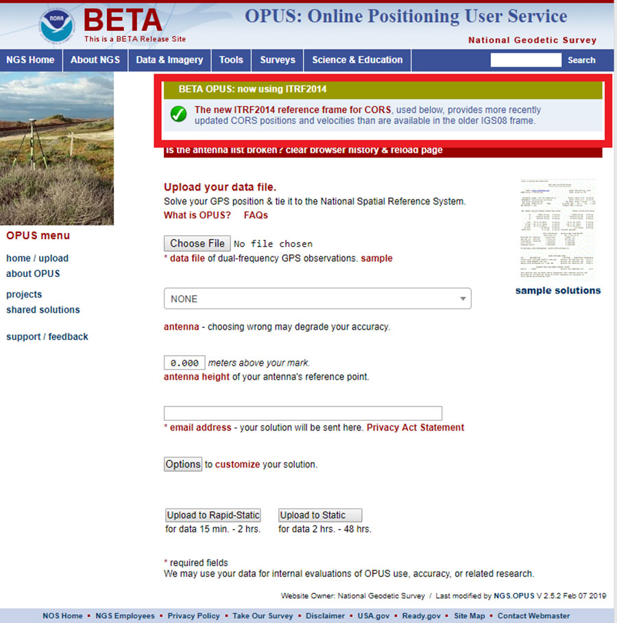 The NGS beta OPUS webpage. (Screenshot: NGS)