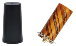 The new helical antenna in both housed (left) and unhoused form. (Photo: Tallysman)