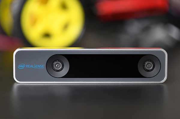 The RealSense camera uses two fisheye lenses and an IMU to construct location awareness. (Photo: Intel)