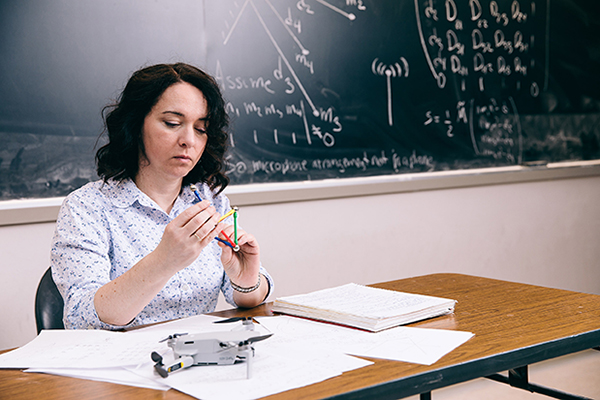 Mathematicians found a method to hear the shape of a room using four microphones mounted on a drone. Pictured: Mireille Boutin. (Photo: Purdue University)