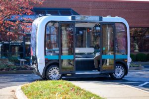 The Olli shuttle, equipped with Robotic Research’s AutoDrive kit, is deployed on busy boardwalks, campuses and public roads. (Photo: Robotic Research)