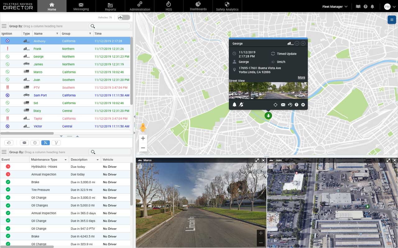 Full Fleet View in the Director program. (Photo: Teletrac Navman)